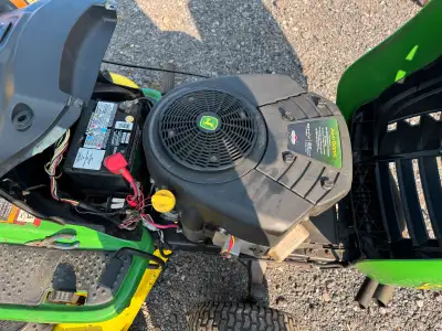 John Deere D140 lawn tractor 48” deck 44” snowblower , View more