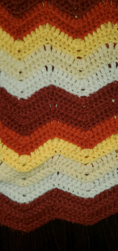 Vintage Handmade Crochet Afghan/Throw with Chevron Stripes in Home Décor & Accents in Oshawa / Durham Region - Image 3