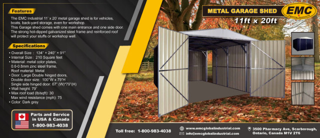 11' x 20' Metal Garage Shed in Other in Stratford - Image 2