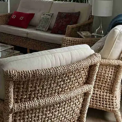 Ensemble de salon en osier, View more