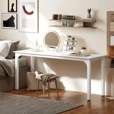 71" Computer Desk, Desktop Desk with Metal Legs, White, View more