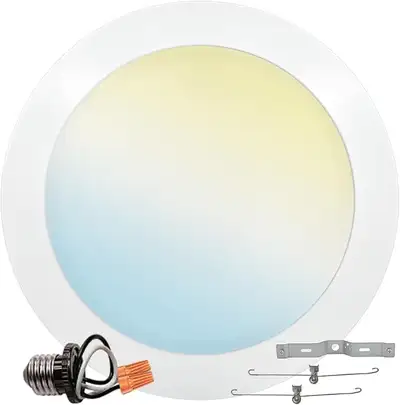 1pk Luxrite 8" LED Disk Light 27W 5CCT 2000LM Flush Mount Recess, View more