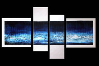 Glacier 60"x30" Original Art Hand-Painted Blue Abstract Painting
