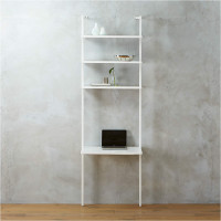 CB2 -HELIX 96" WHITE BOOKCASE WITH DESK  COMBO