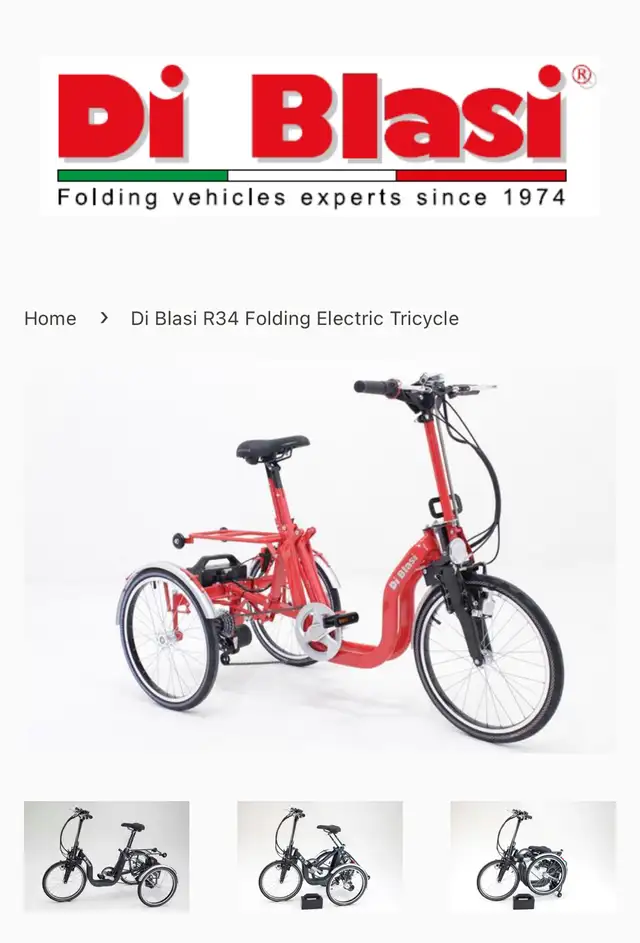 Di Blasi Folding Electric Tricycle in eBike in Oshawa / Durham Region - Image 5