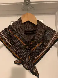 Large classic dark brown striped scarf 