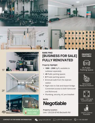 [Business for Sale] Fitness Studio – Commercial Unit – Renovated, View more