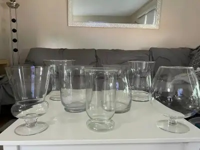 7 oversized Vases, different sizes/shapes, 10-11” high $8.00 each or $50 for all. Pick up in Bonavis...