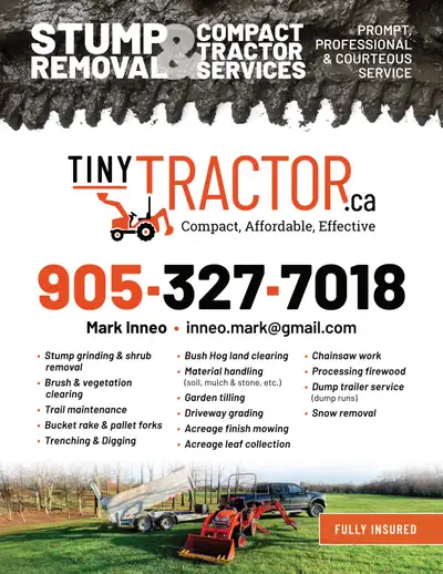 Compact Tractor Services and Stump Removal