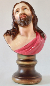 Antiquité Collection Art religieux Statue Christ plâtre peint L