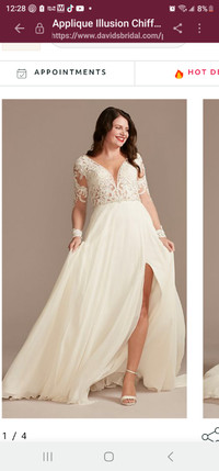 Illusion Wedding Dress Size 16/shoes optional