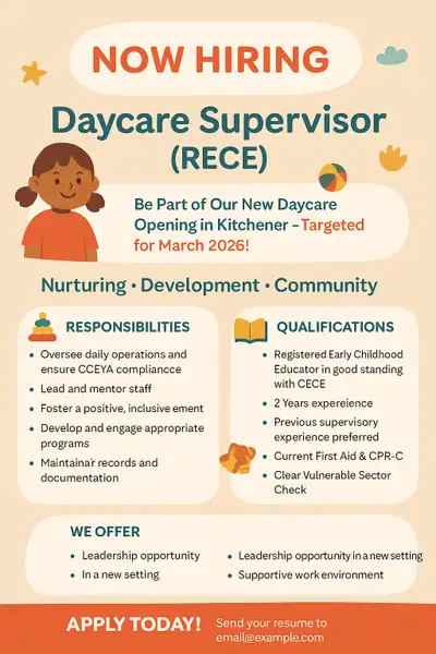 Daycare Supervisor (RECE), View more