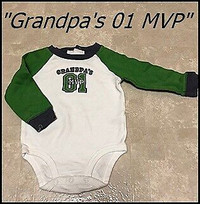 Baby Onesie "Grandpa's 01 MVP" Carter's sz 9 mth $2