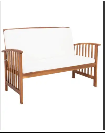 Safavieh Rocklin Wood Frame Patio Conversation Set with Cushions, View more