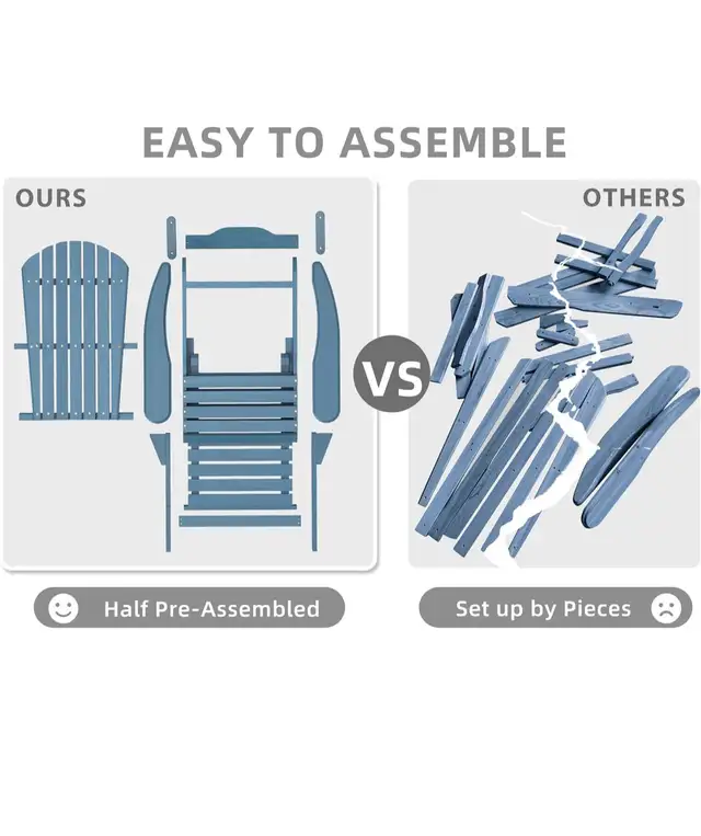 Wooden Outdoor Folding Adirondack Chair with Ottoman, Pre-Assemb in Patio & Garden Furniture in Hamilton - Image 8