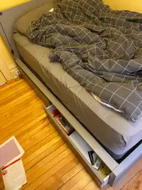 Bed frame, mattress, and box spring