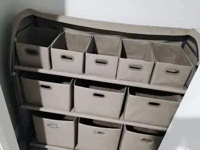 Home storage organizer with 3 tier of shelving, View more