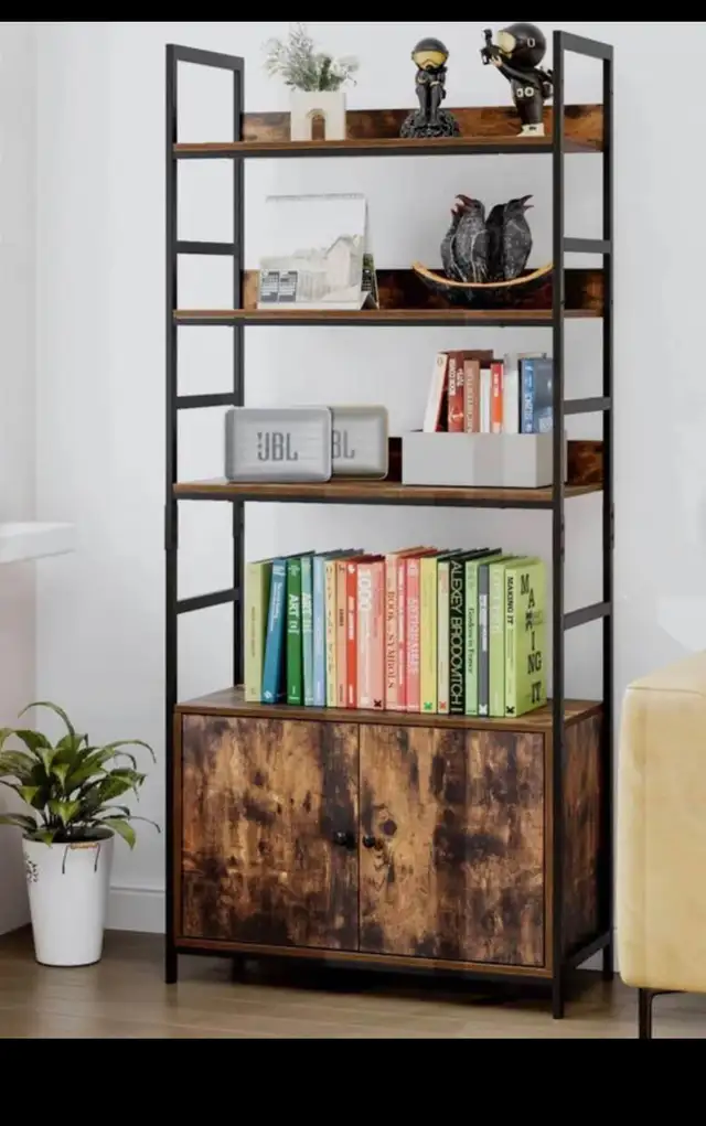 Modern Bookshelf 3 Tier Free Standing Wood Look Ladder Shelf Sto in Bookcases & Shelving Units in Hamilton - Image 8