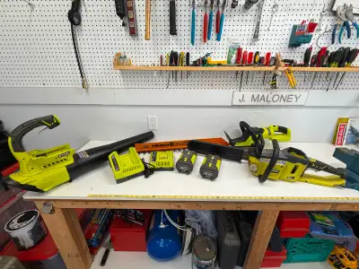 Ryobi 40V Chainsaw/Trimmer/Blower/2-Batteries & Chargers Selling Ryobi 40V Cordless Tools 1-RY40502...