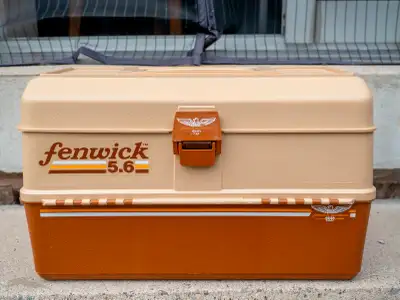Vintage Fenwick Woodstream 5.6 Hard Plastic Fishing Tackle Box, View more