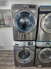 SAMSUNG 27" STAINLESS STEEL FRONTLOAD STACKABLE WASHER DRYER SET