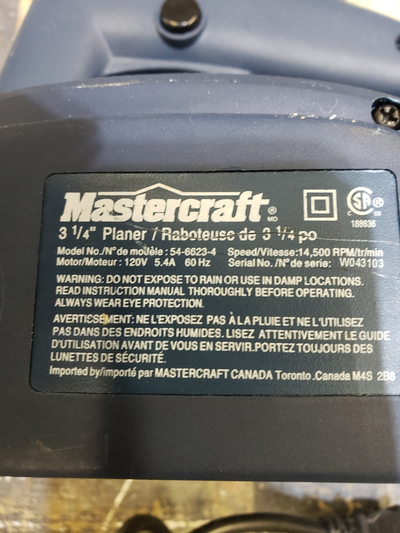 Power Planers 3-1/4 inch Mastercraft - Two, View more