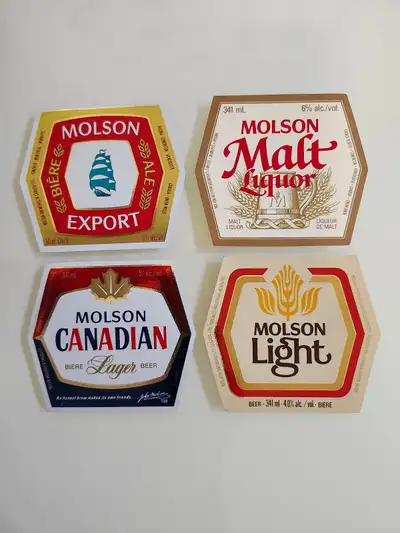 MOLSONS Beer Bottle Unused Labels (4) New Oldstock, View more