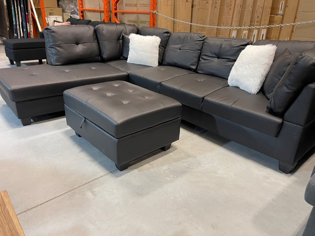 New faux leather sectional with storage it free shipping in gta in Couches & Futons in City of Toronto - Image 2