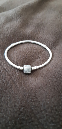 PANDORA Pave Clasp Snake Chain Bracelet