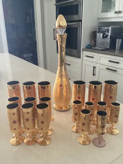 VINTAGE DECANTER & GOBLET SET, View more