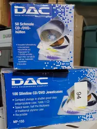 150 DAC Slimline DVD CD Jewel Cases 5.2 mm NEW