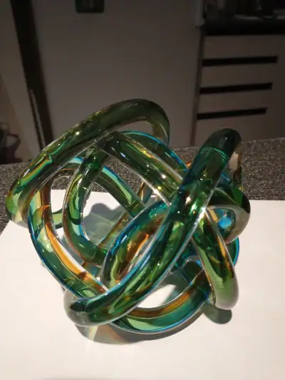 5" x 6" x 6" glass art decor piece., View more