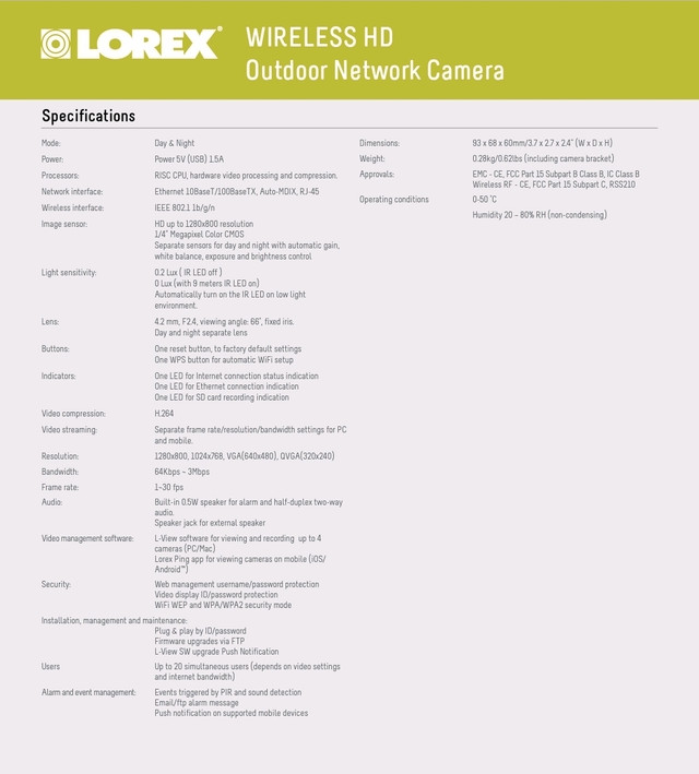 6 Lorex LNC234 WIFI Wireless 720P HD Network Camera  in General Electronics in City of Toronto - Image 3