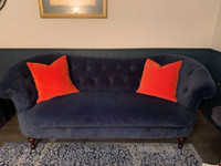 Exquisite Blue Velvet Parlour Couch 
