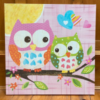 Adorable Owl art canvas (21”x21”)