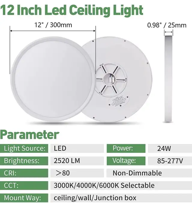 4 PACK - LED Flush Mount Ceiling Lights 12” in Indoor Lighting & Fans in Ottawa - Image 4