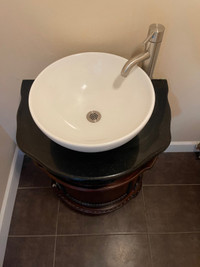 Sink and cabinet with granite top