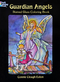 GUARDIAN ANGELS STAINED GLASS COLORING BOOK ~CONNIE CLOUGH EATON