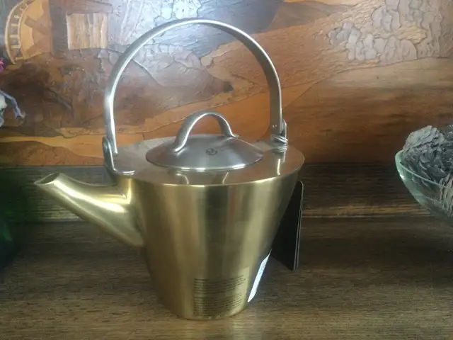 Masterclass New Stainless Still Gold Plated Tea Pot62854395151107121