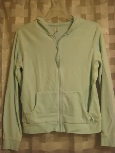 LIGHT AQUA BLUE/GREEN VELOUR ZIP LOUNGING HOODIE - MED, View more