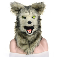 Halloween Cosplay Realistic Gray Wolf Mascot Costume Head Mask!
