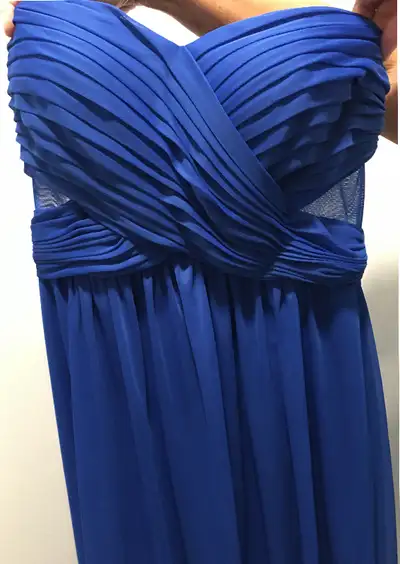 Gorgeous vintage royal blue Laura strapless evening gown dress, View more