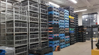 METAL BINS, STACKING CONTAINERS, WIRE MESH BASKETS, BULK BOXES.