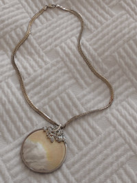 Pearl shell pendant, 2.5 inches long, with Silver Chain - 20
