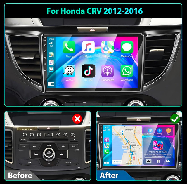 Podofo Car Stereo Radio for Honda CRV 2012-2016 2+32G Android in Audio & GPS in City of Toronto - Image 2