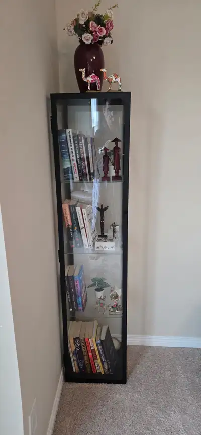 IKEA BLÅLIDEN Glass-Door Cabinet, Black — $40, View more