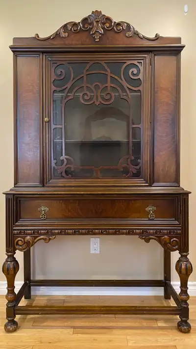 Vintage Walnut Jacobean Style China Display Cabinet, View more