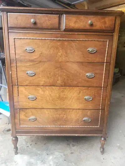 Antique dresser with wardrobe and mirror, View more