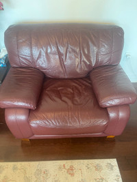 Leather Sofa (Love Seat and Single Seater, colour Maron)
