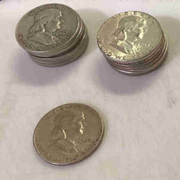 USA  Ben Franklin 1/2 dollar coins